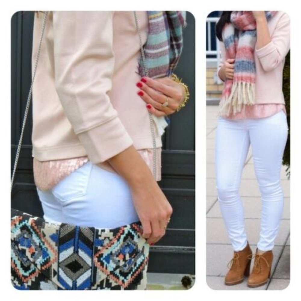 NWT J Crew Sequin Trim Sweatshirt Top Blush Pink E4182 Women's Size Large H12697 - Picture 11 of 12